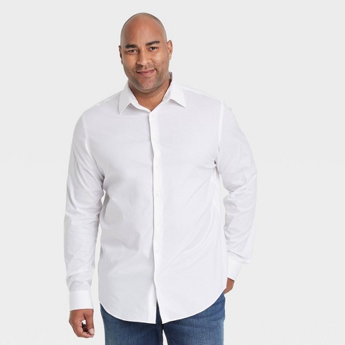 Men's Big u0026 Tall Performance Dress Long Sleeve Button-down Shirt -  Goodfellow u0026 Co™ True White 4xlt : Target