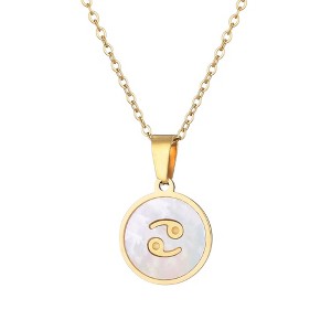 Adornia Tarnish Resistant 18k Gold Plated Mother of Pearl Zodiac Necklace - 1 of 2