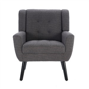 XINGHANZHENXUAN Modern Accent Chair, Armchair for Living Room, Bedroom & Home Office, Black Frame - 1 of 4