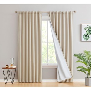 HLC.ME Hamilton 100% Full Blackout Lined Thermal Insulated Soundproof Window Curtain Rod Pocket Back Tab Panels, Set of 2 - 1 of 4