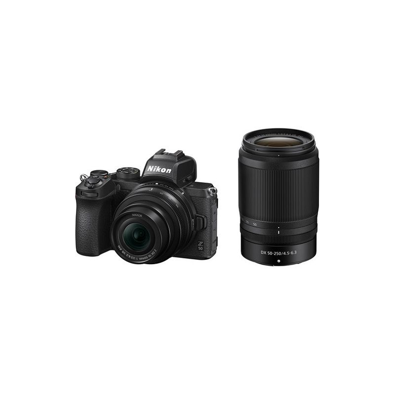 Nikon Z 50 20.9MP with 16-50mm + 50-250mm Lenses Kit Mirrorless Camera, Black, 1 of 5