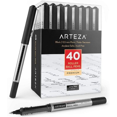 Arteza Roller Ball Pens, Black Ink, Extra Fine 0.5 mm - 40 Pack (ARTZ-9217)