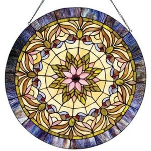 Chloe Lighting Tiffany-Glass Edwardian Man Window Panel 22" - 1 of 4