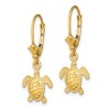 Black Bow Jewelry 11mm Textured Sea Turtle Lever Back Earrings in 14k Yellow Gold - 2 of 4