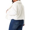 Agnes Orinda Women's Plus Size Winter Cropped Lapel Shrug Long Sleeve Fluffy Faux Fur Coat - image 4 of 4