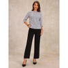 INSPIRE CHIC Women's Tweed Plaid 3/4 Sleeve Pearl Button Decor Casual Blouse - 3 of 4