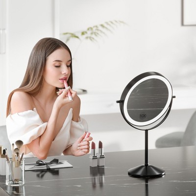 Vanity Mirror with Lights, Adjustable Height Double-Sided Makeup Mirror,1x/10x True HD Magnifying , 360° Rotation Vanity, Touch Control,Gift