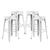 Emma and Oliver Commercial Grade 4 Pack 30" High Backless Distressed Metal Indoor-Outdoor Barstool - 2 of 4