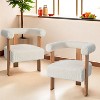 TiramisuBest Set of 2 Upholstered Teddy Faux Fur Dining Chairs with Adjustable Legs and Armrests, Comfortable Accent Chairs (Light Brown) - 3 of 4