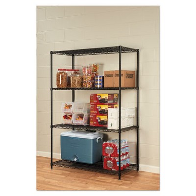 Black Heavy-Duty 4-Tier Steel Wire Shelf Rack