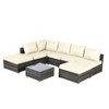 8 Pieces Outdoor Patio Sectional Sofa Couch Wicker Furniture Conversation Sets with Washable Cushions and Glass Coffee Table - 4 of 4