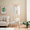 Proman Luci Metal Clothes Rack with Lockable Wheels, Storage Shelf & Hanging Bar – Heavy-Duty Clothing Rack, White - 3 of 4