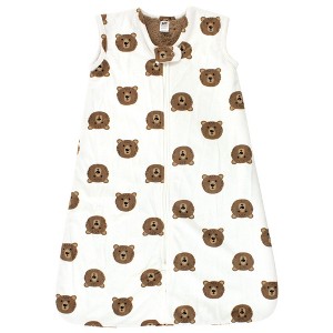 Hudson Baby Infant Boy Plush Faux Fur Sleeping Bag, Wearable Blanket, Brown Bear - 1 of 2