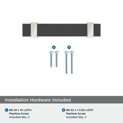 Overton Brushed Matte Black and Satin Nickel Bar Pull