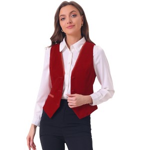 INSPIRE CHIC Women's V Neck Sleeveless Retro Waistcoat Vest - 1 of 4