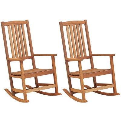 Tangkula 2PCS Rocking Chair High-Back Outdoor Rocker w/ Smooth Rocking Base for Backyard
