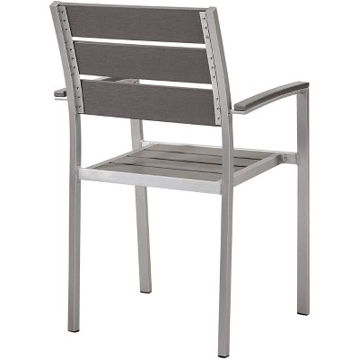 Shore 34.5" Silver and Gray Aluminum Patio Dining Chair