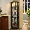 Okak Corner Curio Cabinet with 2 Glass Doors and Adjustable Tempered Glass Shelves, Corner Cabinet for Living Room, Kitchen - 3 of 4