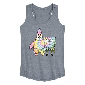 Women's - SpongeBob SquarePants - SpongeBob and Patrick Tie Dye Graphic Racerback Tank - 1 of 4