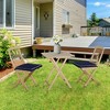 Resenkos 3 Piecess Patio Folding Bistro Set, A Table And Two Chairs, Cushion, Fir Wood Seat, Dark Blue - 3 of 4