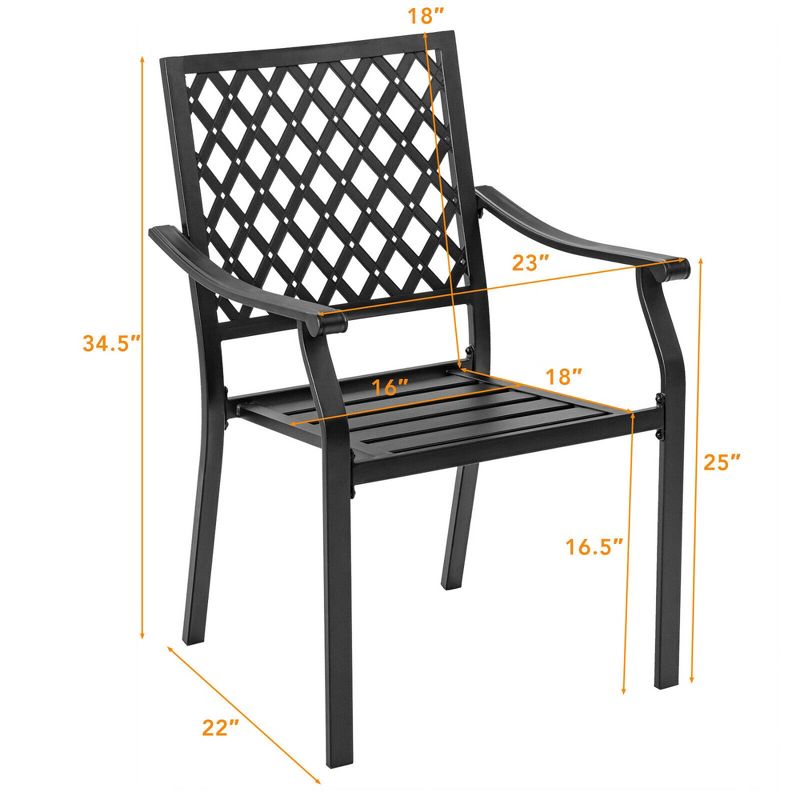 Tangkula 4PCS Stackable Patio Dining Chairs Outdoor Metal Bistro Chairs W/ Curved Armrests, 3 of 6