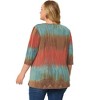 Agnes Orinda Women's Plus Size Tie Dye 3/4 Sleeve Side Slit V Neck Trendy Spring Tops - 4 of 4