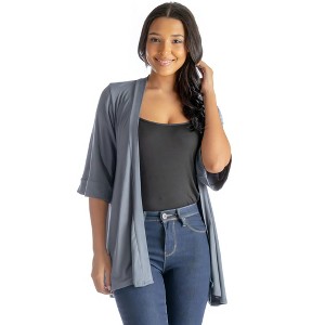 Womens Open Front Elbow Length Sleeve Cardigan - 24seven Comfort Apparel™ - 1 of 4