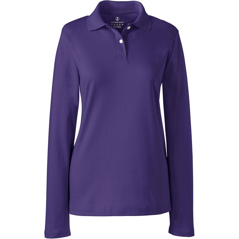 Lands' End School Uniform Women's Long Sleeve Feminine Fit Mesh Polo Shirt, 1 of 3