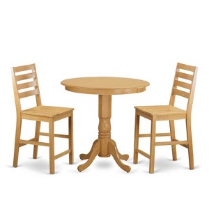 HomeStock 3-Pc Natural Oak Finish Solid Wood Top - Dining Room Set - Seats 4 - 1 of 4