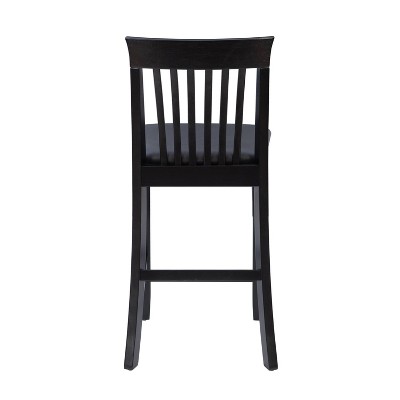 Torino Black Wood and Faux Leather Counter Stool, 24" Seat Height