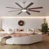 YUHAO 72 in. indoor Brushed Nickel Downrod Standard Ceiling Fan with Light, Remote Control Included and Wood Blades - 2 of 4