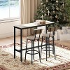 Zevemomo 3-Piece Counter Height Table Set, 31.5" High Top Table with 2 PU Stools, Space-Saving Bar Table Set for Small Spaces, Gray - 2 of 4