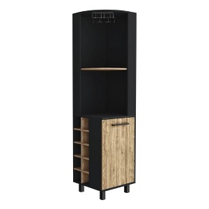 70.8'' Corner Bar Cabinet Cleveland, Living Room, Black / Pine - 1 of 4