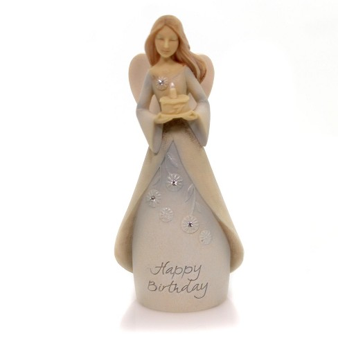 Foundations Birthday Mini Angel Figurine - 4.25 Inches - Cake Celebrate -  4025646 - Polyresin - Off-White