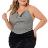 Agnes Orinda Women's Plus Size Glitter Metallic Sequin Party Criss Cross Backless Halter Sleeveless Halter Tops - 2 of 4