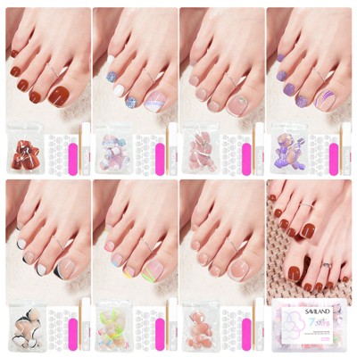Saviland Women's 168PCS Press-On Toenails Kit - Flexible False Nails with Adhesive Tabs & Glue for Travel Salon. (Holiday Edition)