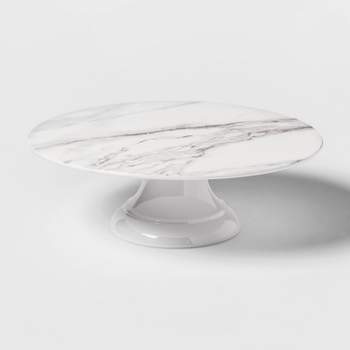 12" Melamine Marble Print Cake Stand White - Threshold™