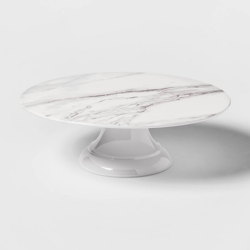 12" Melamine Marble Print Cake Stand White - Threshold™ - image 1 of 1
