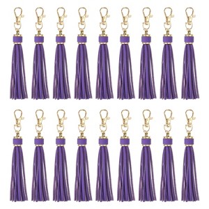 Unique Bargains PU Leather Keychain with Lobster Swivel Crafts Tassels 18 Pcs - 1 of 4