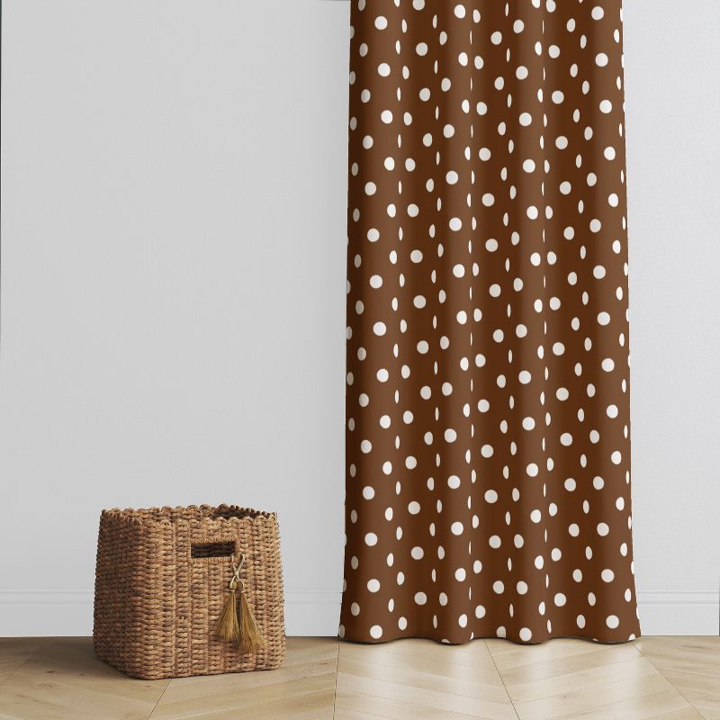 Bacati - Dots Chocolate Cotton Printed Single Window Curtain Panel, 2 of 5