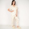 Anna-Kaci Lounge Women's Red Heart Print Pajama Set with Short Sleeve Button-Up Top and Relaxed Fit Elastic Waist Pants - 3 of 4