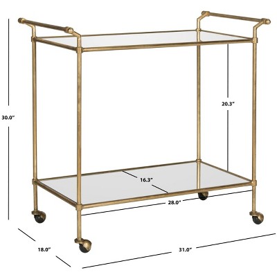 Felicity Gold and Mirror Two-Tier Bar Cart with Handles