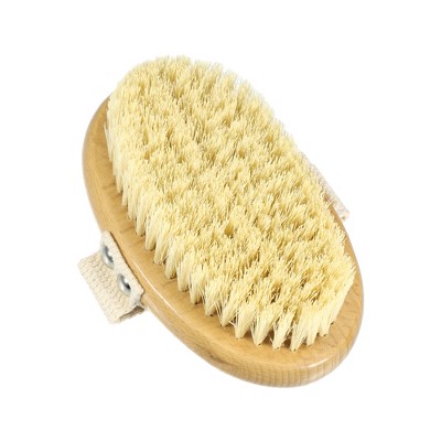 Unique Bargains Natural Boar Bristles Oval Bath Brush 4.72"x2.56" Yellow 1 Pc