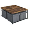 NicBex Modern Square Coffee Table Set of 5 with 4 Storage Stools and Metal Frame for Living Room - 3 of 4