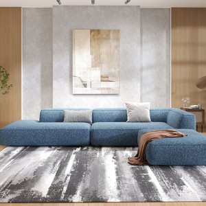 5x7 Washable Abstract Print Area Rug, Thin Distressed Non-Slip Carpet for Living Room Bedroom, Kitchen Dining Room Decor - 1 of 4