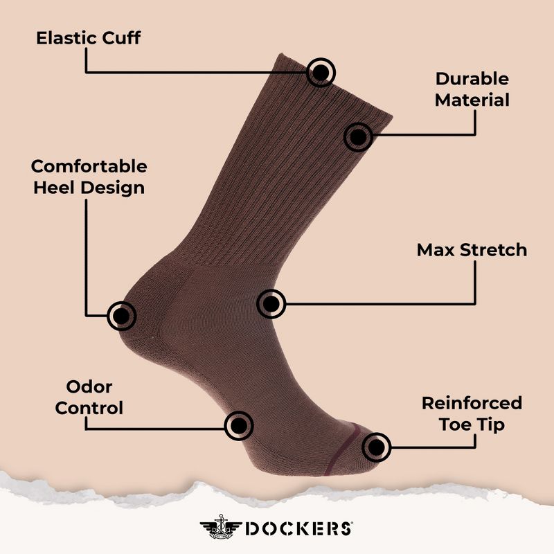 Dockers Men's Socks & Hosiery - 6-Pack Cushioned Athletic & Dress Crew Socks for Men, 5 of 9