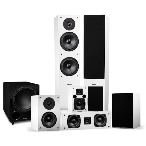 Small white best sale surround sound speakers