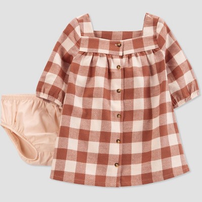 Carter s Just One You Baby Girls Gingham Dress Brown 12m