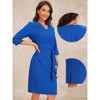 Allegra K Women's Half Sleeve Waistband Work Midi Work Office Casual Dress - 2 of 4