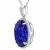Pompeii3 5 Ct TW Oval Tanzanite & Lab Created Diamond Halo Pendant 14k White Gold Necklace - 2 of 4